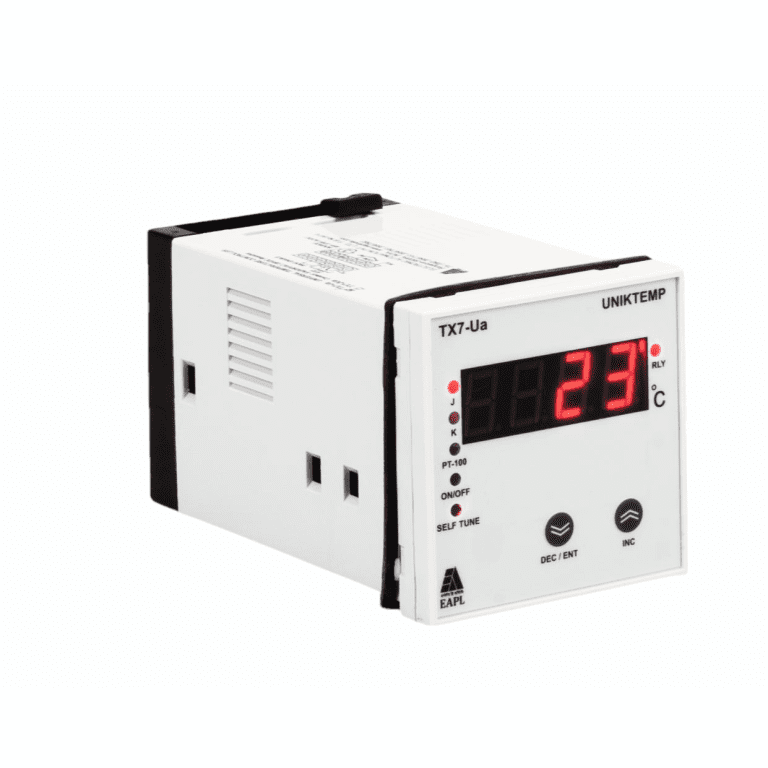 TX7-2A-U Dimension 72 72, 2set point, 2display Alarm type 1Rly c o per set point, J K PT-100 EAPL tx7 ua dual function single