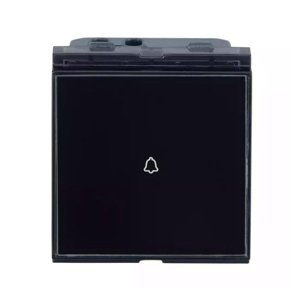 englaze Touch Bell Push Black Glass L T CB98034BK08 cb98034bk08 front