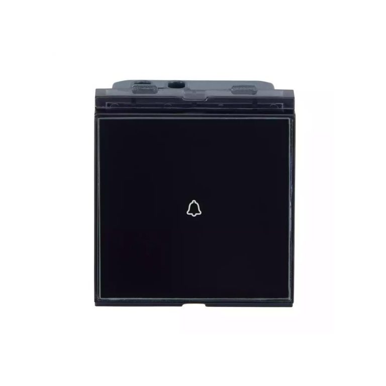 englaze Touch Bell Push Black Glass L T CB98034BK08 cb98034bk08 front