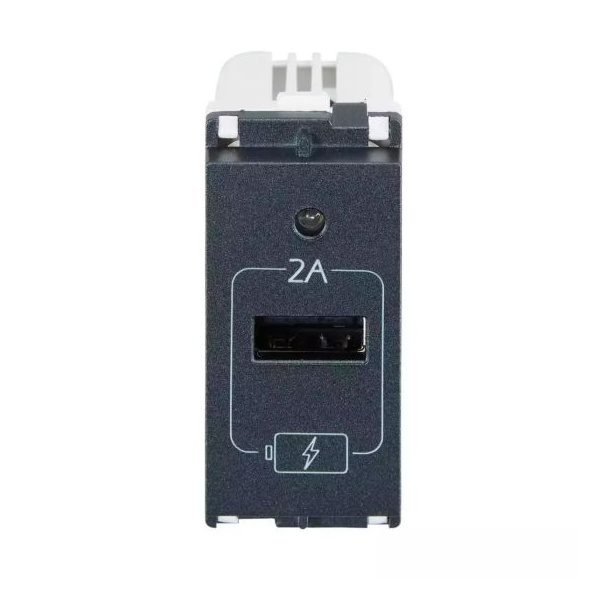 enGem USB Charger 2A 1 Module Stone Grey L T CB93101AS02 engem usb charger 2a 1 module stone grey cb93101as02 front