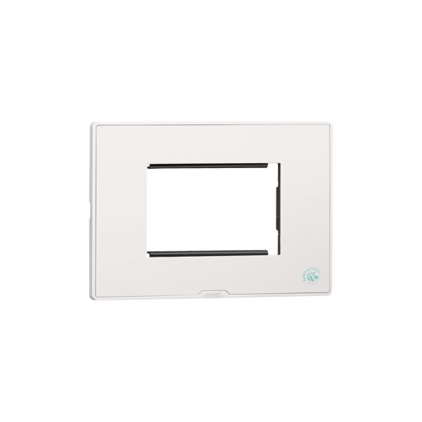 MYRIUS Cover Plate with Support Frame-3 Module-Anti-Bacterial-Classic White Legrand 679343 lg 679343 web r