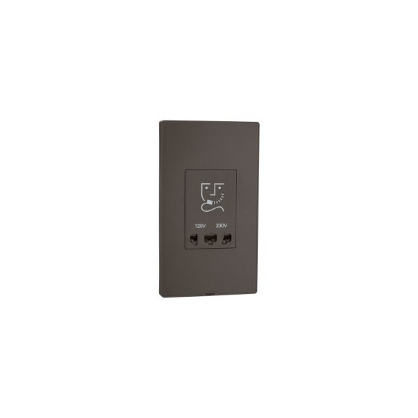 MYRIUS Shaver Socket-120 230V AC-Monoblock with Plate-4 Module-Charcoal Grey Legrand 679459 lg 679459 web r