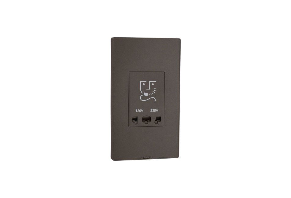 lg-679459-web-r MYRIUS Shaver Socket-120 230V AC-Monoblock with Plate-4 Module-Charcoal Grey Legrand 679459 lg 679459 web r