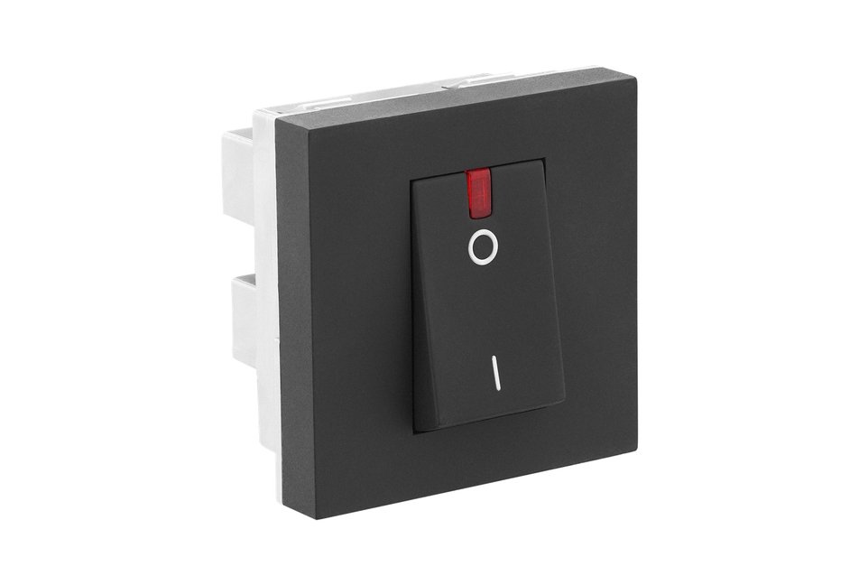 ちぇページ Legrand Allzy 2 Module Switch with Indicator, Matt Black | 6812 16