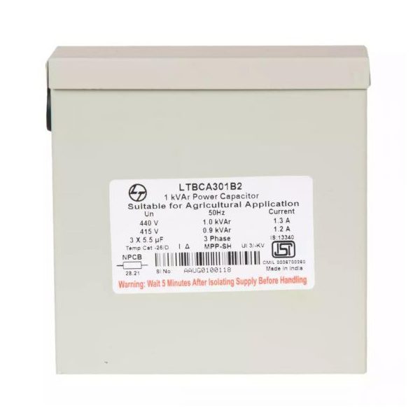 Power Factor Correction Capacitor-Agri Box Cap-1 kVAr,440V L T LTBCA301B2 ltbca301b2 1kvar agd box cap440v3 ph front