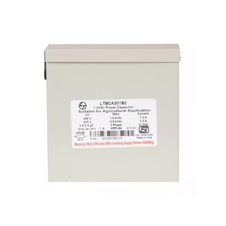 Power Factor Correction Capacitor-Agri Box Cap-1 kVAr,440V L T LTBCA301B2 ltbca301b2 1kvar agd box cap440v3 ph front