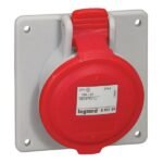 Panel mounting socket P17 inclined outlet IP44 380 415 V 16 A 3P E , 555188 Legrand 555188 legrand
