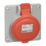 Panel mounting socket P17 inclined outlet IP44 380 415 V 16 A 3P N E , 555189 Legrand lg 555189 web r