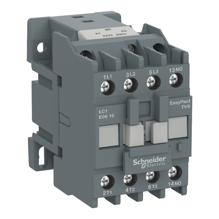 46-1-1.png LC1E1201M5WB | EasyPact TVS contactor 3P(3 NO) - AC3 - 400 V 25A - 220 V AC coil wide range - Schneider Electric - Image 1
