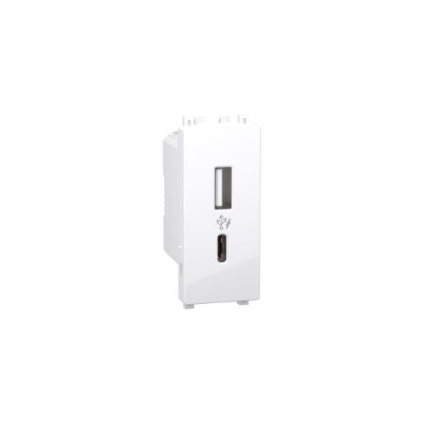 IN8431ACUSB_WE | 2.4A 5V A+C Usb Charger,1 Mod White - Schneider Electric