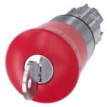 3SU1050-1HF20-0AA0 | EMERGENCY STOP mushroom pushbutton, 22 mm, round, metal, shiny, red, 40 mm, with RONIS lock, lock number SB30, positive latching, acc. to EN ISO 13850, key-operated release - Siemens