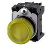 3SU1102-6AA30-1AA0 | indicator light, 22 mm, round, plastic, yellow, lens, smooth, with holder, LED module, with integrated LED 24 V AC/DC, screw terminal - Siemens