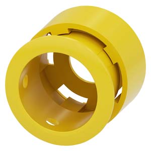 G_IC03_XX_06902i.jpg 3SU1950-0DX30-0AA0 | Protective collar for emergency stop mushroom pushbutton, 40 mm, for 5 padlocks, yellow; metal - Siemens - Image 1