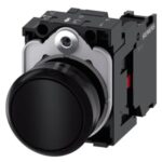 3SU1100-0AB10-1CA0 | Pushbutton, 22 mm, round, plastic, black, pushbutton, flat, momentary contact type, with holder 1 NC, screw terminal - Siemens