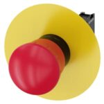 3SU1100-1HB20-1CF0 | EMERGENCY STOP mushroom pushbutton, 22 mm, round, plastic, red, 40 mm, positive latching, acc. to EN ISO 13850, rotate-to-unlatch, with yellow backing plate, without inscription, with holder, 1 NC, screw terminal - Siemens