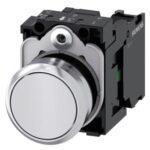 3SU1150-0AB60-1BA0 | Pushbutton, 22 mm, round, metal, shiny, white, pushbutton, flat, momentary contact type, 1 NO, screw terminal - Siemens