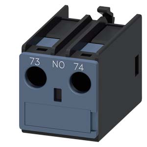 G_NSA0_XX_00498i.jpg 3RH2911-1AA10 | auxiliary switch, on the front, 1 NO, 73/74, current path: 1 NO, cable entry from the top, screw terminal, for contactors 3RT2 and contactor relays 3RH2 - Siemens - Image 1