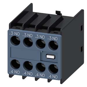 G_NSA0_XX_92630i.jpg 3RH2911-1FA40 | auxiliary switch, on the front, 4 NO, .3/.4, .3/.4, .3/.4, .3/.4, current path: 1 NO, 1 NO, 1 NO, 1 NO, screw terminal, for contactors 3RT2 and contactor relays 3RH2 - Siemens - Image 1