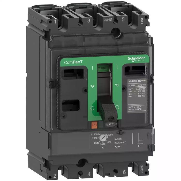 C25N3MA220 NSX250N 50kA AC 3P3D 220A MA Schneider Electric c25n3ma220