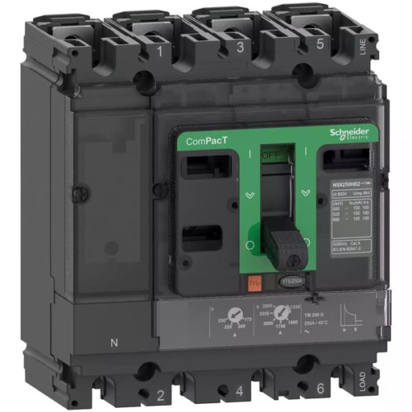 C25N6TM200 NSX250N 50kA AC 4P3D 200A TMD Schneider Electric c25n6tm200