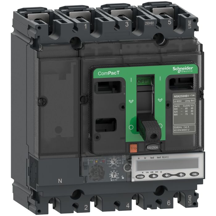 C16N46E160 NSX160N 50kA AC 4P4D 160A 6.2E Schneider Electric c25v46e250 39910531 1500x1500