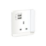 E8315USB_WE_G8 | Avataron-13A 250V Sw Skt W 2.1A Usb Charger, We - Schneider Electric