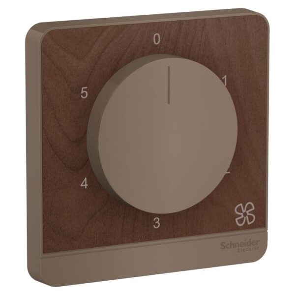 E8331FR350_WD_G8 | Fan Regulator, Avataron, 5 Steps 360 Degree, Wood - Schneider Electric
