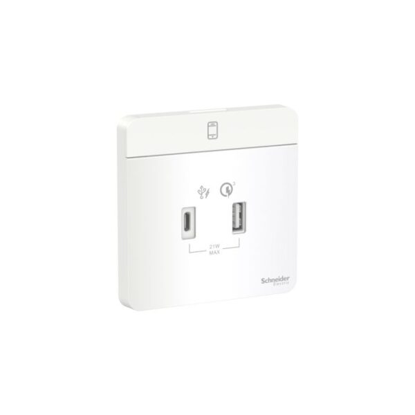 E8332ACQUSB_WE | 21W Type A+C, Pd+Qc3.0 Usb Charger, We - Schneider Electric