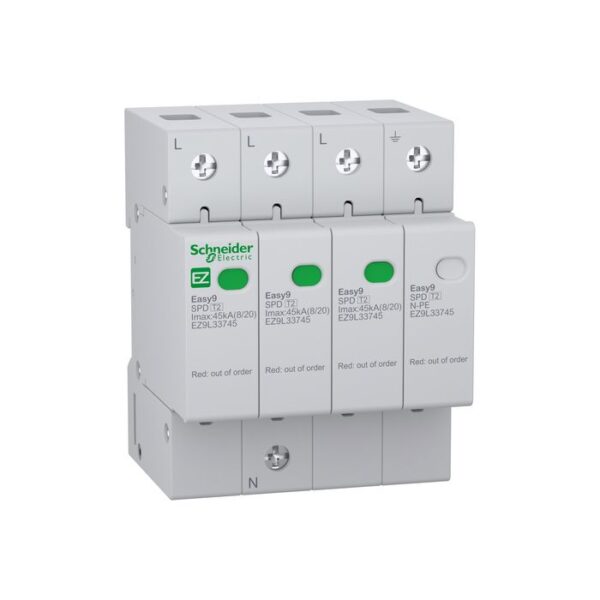 EZ9L33745 | Easy9 Surge Arrestor T2 3P-N 45kA 400V - Schneider Electric