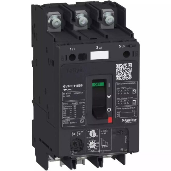 GV4PE50N6 MotBreak GV4PE Therm Mag 50A 50kA lug Schneider Electric gv4pe50n6