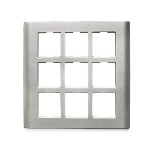 IN84018C(SA) | ZENcelo India - 18 Module Grid and Cover frame - Satin Silver - Schneider Electric