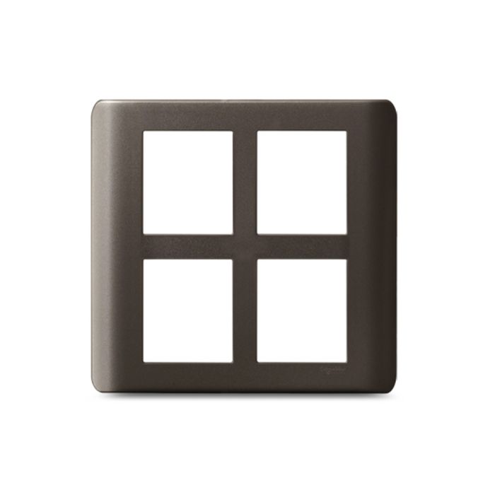 in8408sc_bz.jpg.jpg IN8408SC(BZ) | ZENcelo India - 8 Module Grid and Cover frame - Square - Dark Grey - Schneider Electric - Image 1