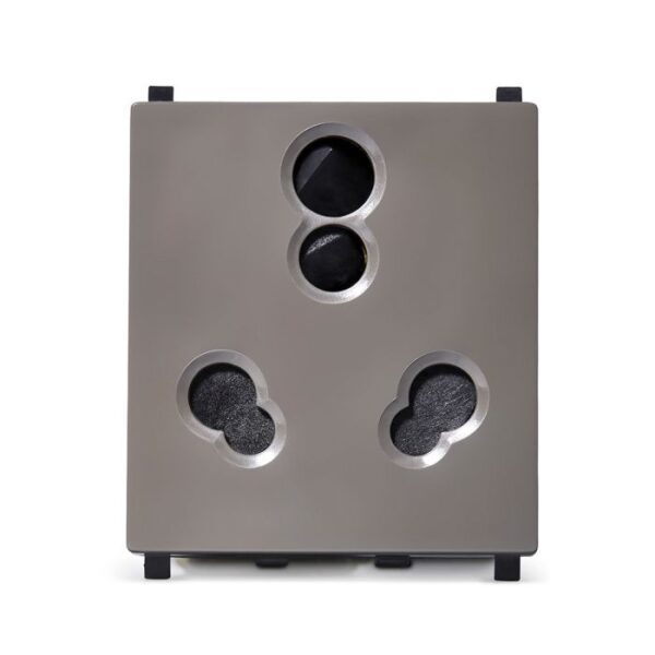 IN8426/16(BZ) | ZENcelo India - 6A/16A 3 Pin Socket with Shutter - Dark Grey - Schneider Electric