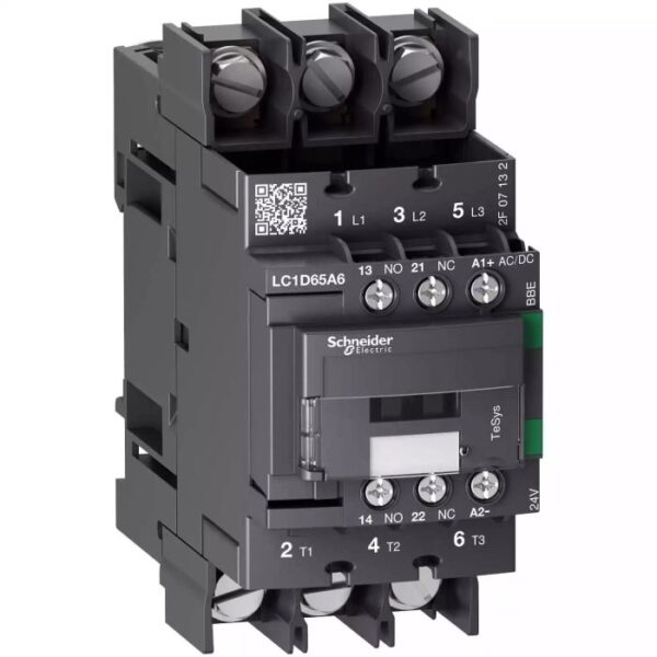 LC1D65A6BBE TeSys CONT 3P 65A AC3 NO NC 24V DC LUGS Schneider Electric lc1d65a6bbe