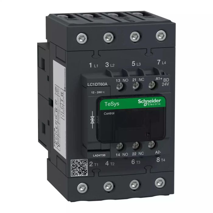 lc1dt60abd.jpg LC1DT60ABD | TeSys 4P EVLK CONTACTOR 60A AC1 24VDC - Schneider Electric - Image 1