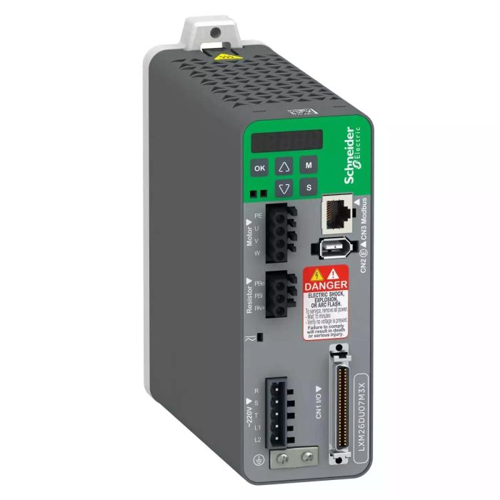 lxm26du04m3x.jpg LXM26DU04M3X Lexium 26 IO drive 1 3PH 230V 400W Schneider Electric lxm26du04m3x