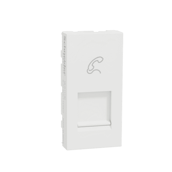MLRJ111M_WH | Telephone Socket, Miluz Lara, Rj11, With Shutter, 1 Module, White - Schneider Electric