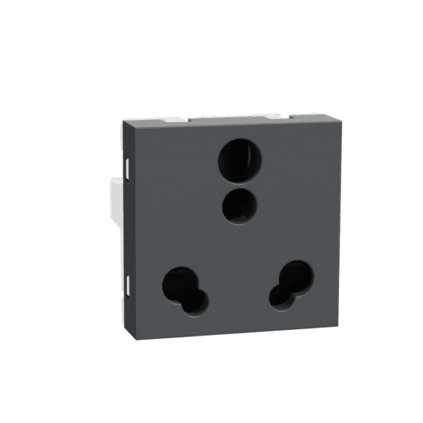MLSO6162M3P_AN | Socket Outlet, Miluz Lara, 16A, 3 Pin, 2P+E, With Shutter, 2 Module, Anthracite - Schneider Electric