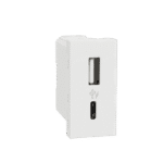 MLUSBAC1M_WH | Usb Charger, Miluz Lara, A+C Type, 100-240V, 2.4A, 12W, 1 Module, White - Schneider Electric