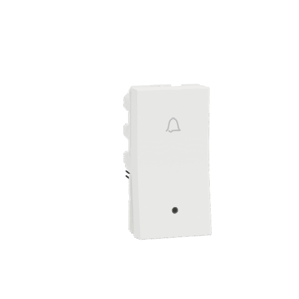MZBPI1M_WH | Bell Press Switch, Miluz Zeta, 6A, Indicator, 1 Module, White - Schneider Electric