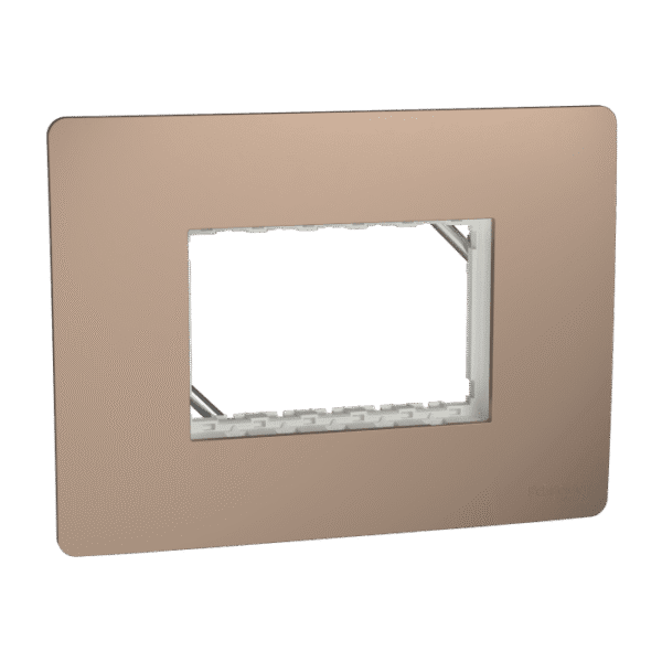 MZCP3MU_BZ | Cover Frame, Miluz Zeta, Unigrid, 3 Module, Bronze - Schneider Electric