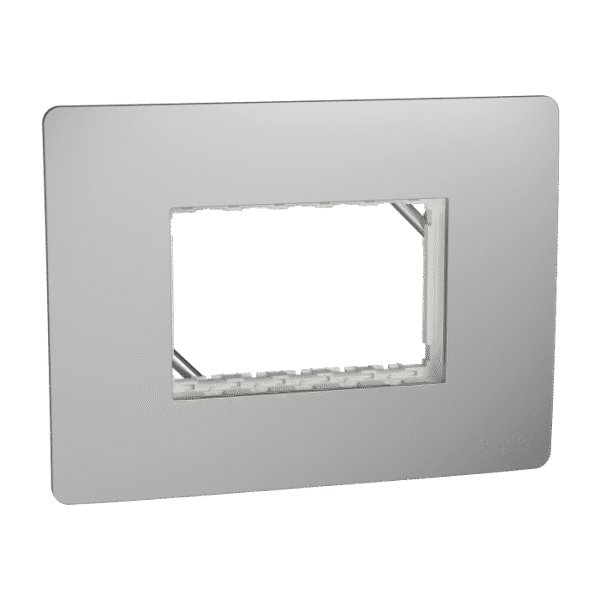 MZCP3MU_SG | Cover Frame, Miluz Zeta, Unigrid, 3 Module, Silver Grey - Schneider Electric