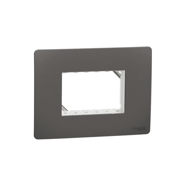 MZCP3MU_WG | Cover Frame, Miluz Zeta, Unigrid, 3 Module, Warm Grey - Schneider Electric