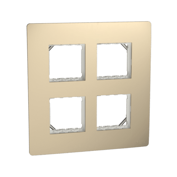 MZCP8MS_CG | Cover Frame, Miluz Zeta, Square, 8 Module, Champagne Gold - Schneider Electric