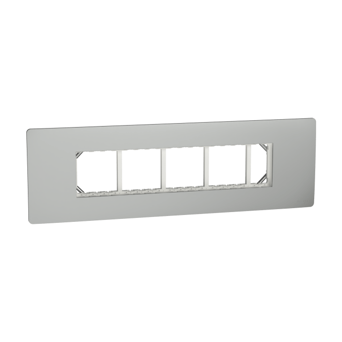 mzcp9m_sg_200s0000_5-1.png MZCP9M_SG | Cover Frame, Miluz Zeta, 9 Module, Silver Grey - Schneider Electric - Image 1
