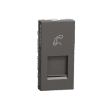 MZRJ111M_WG | Telephone Socket, Miluz Zeta, Rj11, With Shutter, 1 Module, Warm Grey - Schneider Electric