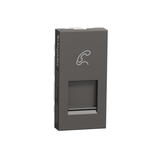 MZRJ111M_WG | Telephone Socket, Miluz Zeta, Rj11, With Shutter, 1 Module, Warm Grey - Schneider Electric