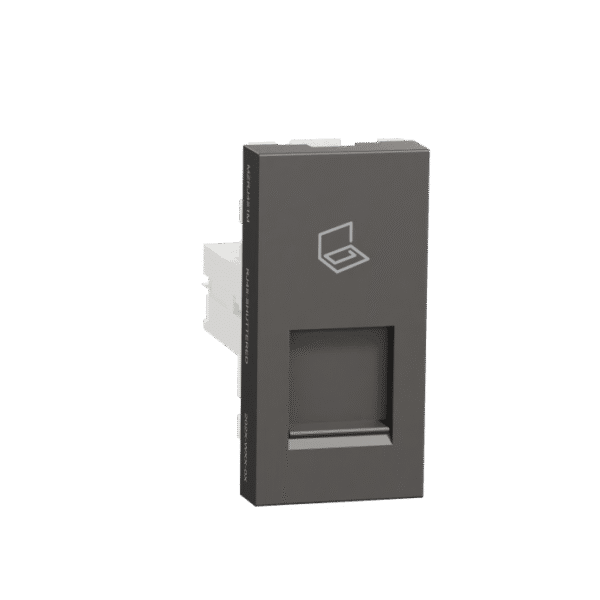 MZRJ451M_WG | Data Socket, Miluz Zeta, Rj45 8(8), Stp, Cat6, 1 Module, Warm Grey - Schneider Electric