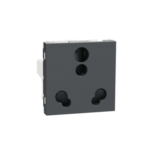 MZSO6162M3P_AN | Socket Outlet, Miluz Zeta, 6/16A, 3 Pin, 2P+E, With Shutter, 2 Module, Anthracite - Schneider Electric