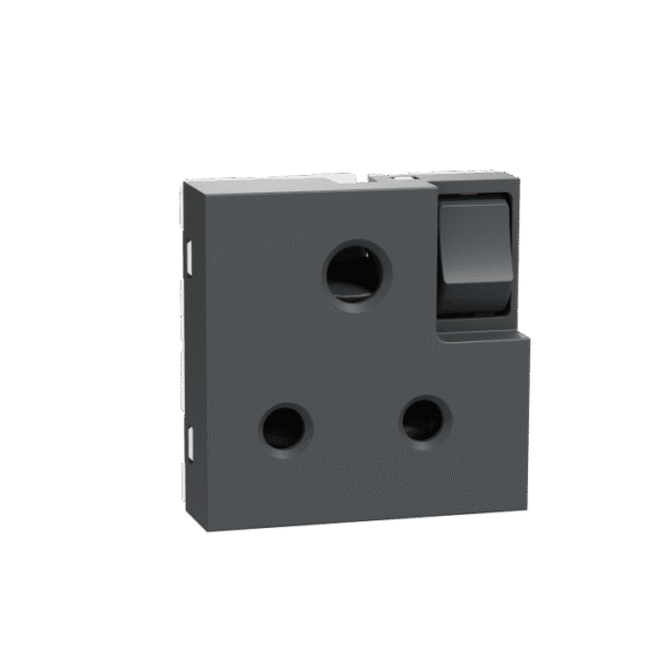 MZSWSO62M_AN | Switched Socket, Miluz Zeta, 1-Way, 250V, 6A, 2P+E With Shutter, 2 Module, Anthracite - Schneider Electric